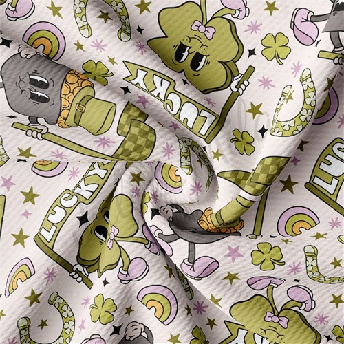 St. Patrick's Day Printed Liverpool Bullet Textured Stretch Solid Strip Thick Knit Jersey Fabric