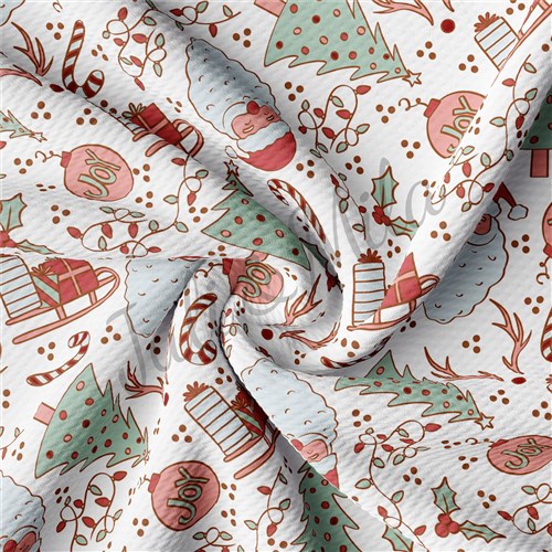 Christmas Printed Liverpool Bullet Textured Stretch Solid Strip Thick Knit Jersey Fabric
