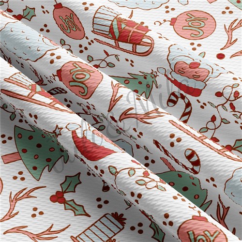 Christmas Printed Liverpool Bullet Textured Stretch Solid Strip Thick Knit Jersey Fabric