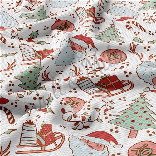 Christmas Printed Liverpool Bullet Textured Stretch Solid Strip Thick Knit Jersey Fabric