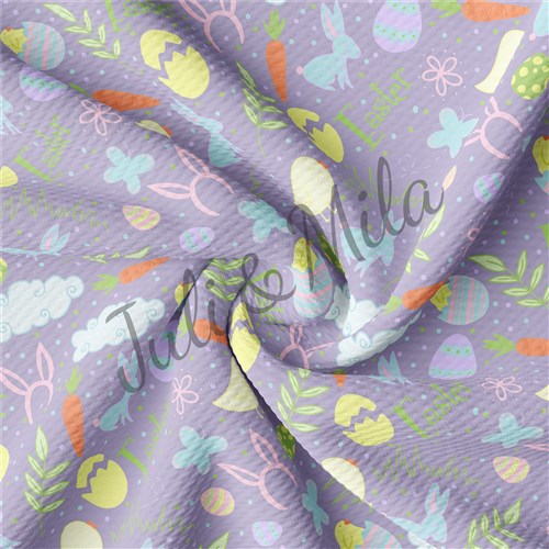 Easter Printed Liverpool Fabric Egg Bunny Pastel(E36) & Get a Free $89.99 Embroidery Bundle