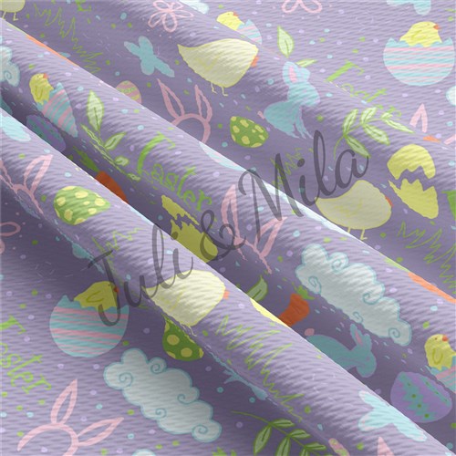 Easter Printed Liverpool Fabric Egg Bunny Pastel(E36) & Get a Free $89.99 Embroidery Bundle