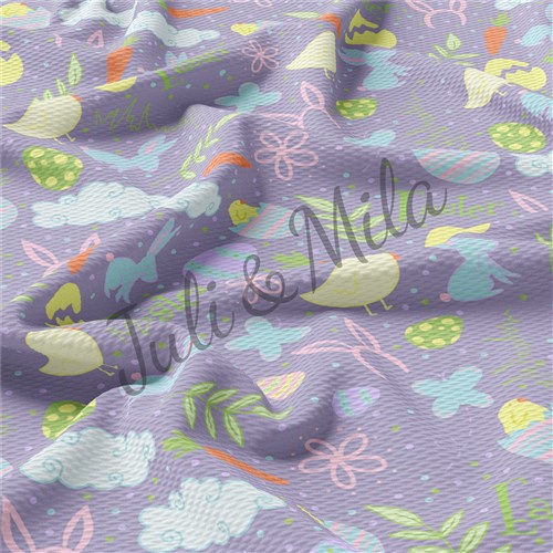 Easter Printed Liverpool Fabric Egg Bunny Pastel(E36) & Get a Free $89.99 Embroidery Bundle