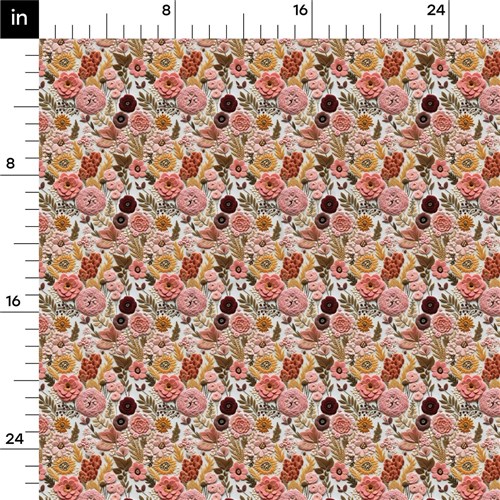 Floral flowers Embroidery Liverpool Bullet Textured Stretch Solid Strip Thick Knit Jersey Fabric