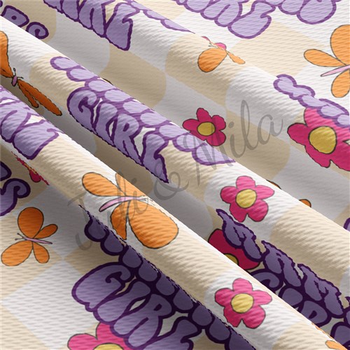 Mamas Girl Printed Liverpool Bullet Textured Stretch Solid Strip Thick Knit Jersey Fabric