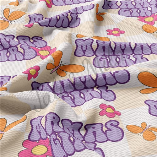 Mamas Girl Printed Liverpool Bullet Textured Stretch Solid Strip Thick Knit Jersey Fabric