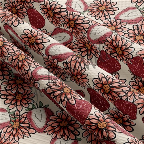 Strawberry Printed Liverpool 4 Way Fabric Strawberry3 & Get a Free $89.99 Embroidery Bundle
