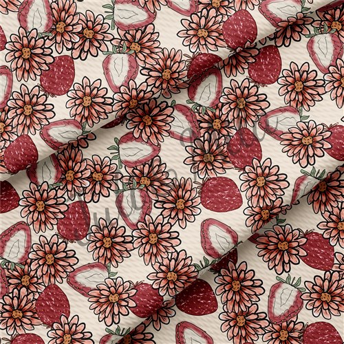 Strawberry Printed Liverpool 4 Way Fabric Strawberry3 & Get a Free $89.99 Embroidery Bundle