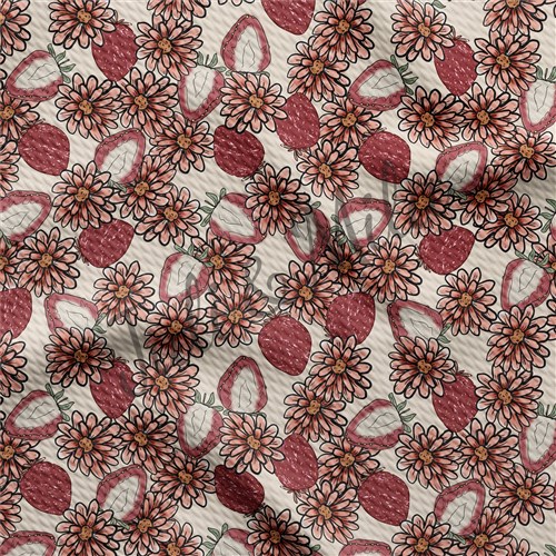 Strawberry Printed Liverpool 4 Way Fabric Strawberry3 & Get a Free $89.99 Embroidery Bundle