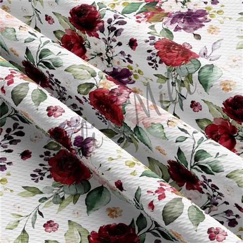 Printed Floral Liverpool Bow Floral Red roses(F43) & Get a Free $89.99 Embroidery Bundle