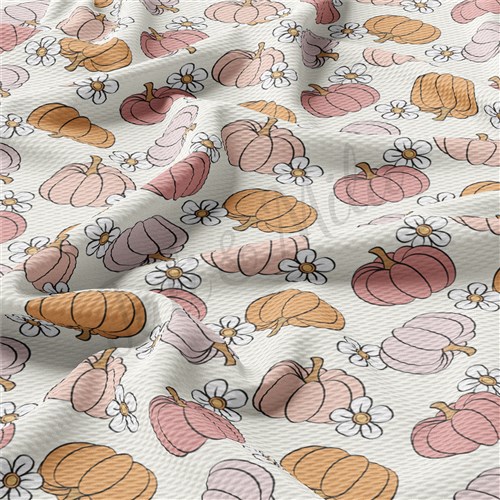 Pumpkin Fall Printed Liverpool Bullet Textured Stretch Solid Strip Thick Knit Jersey Fabric