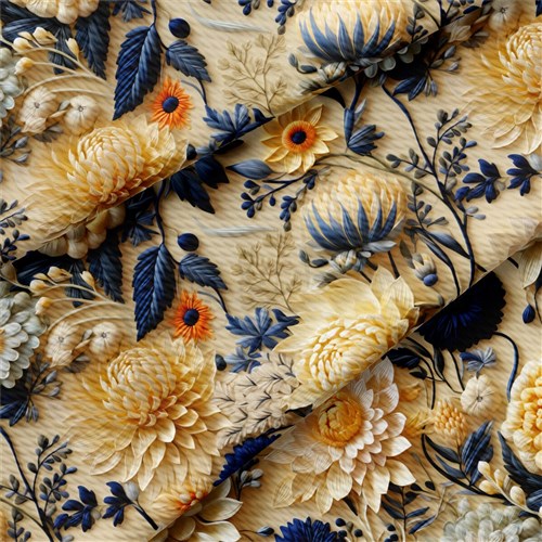 Floral flowers Embroidery Liverpool Bullet Textured Stretch Solid Strip Thick Knit Jersey Fabric