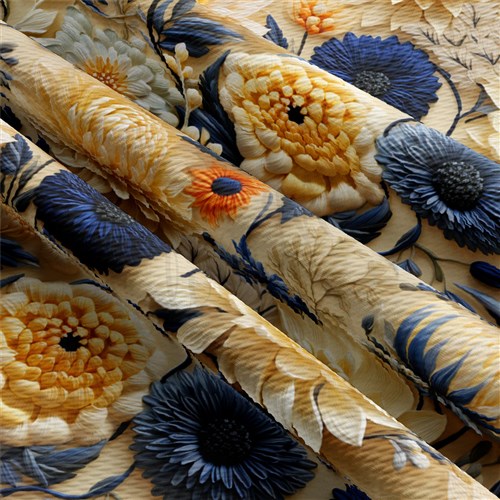 Floral flowers Embroidery Liverpool Bullet Textured Stretch Solid Strip Thick Knit Jersey Fabric