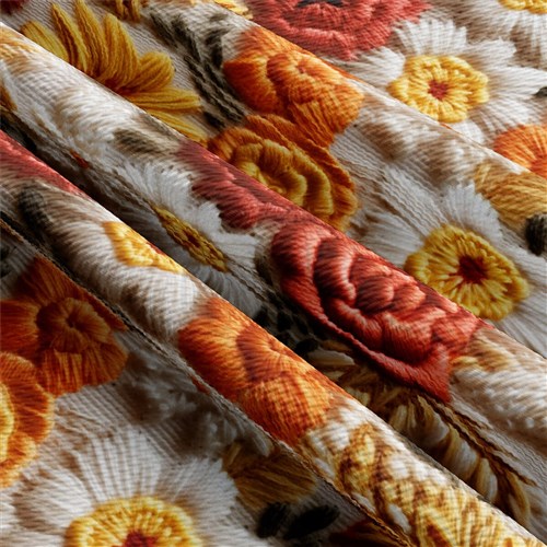 flowers Embroidery Liverpool Bullet Textured Stretch Solid Strip Thick Knit Jersey Fabric