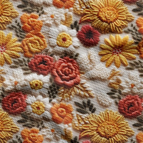flowers Embroidery Liverpool Bullet Textured Stretch Solid Strip Thick Knit Jersey Fabric