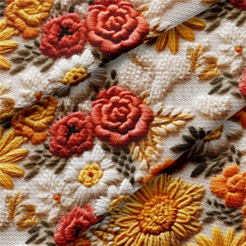 flowers Embroidery Liverpool Bullet Textured Stretch Solid Strip Thick Knit Jersey Fabric