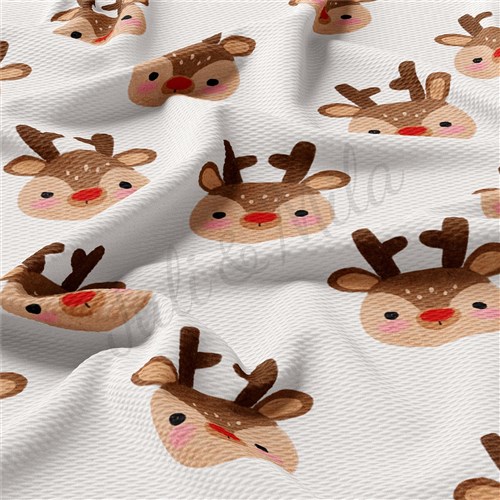 Christmas Reindeer Printed Liverpool Bullet Textured Stretch Solid Strip Thick Knit Jersey Fabric