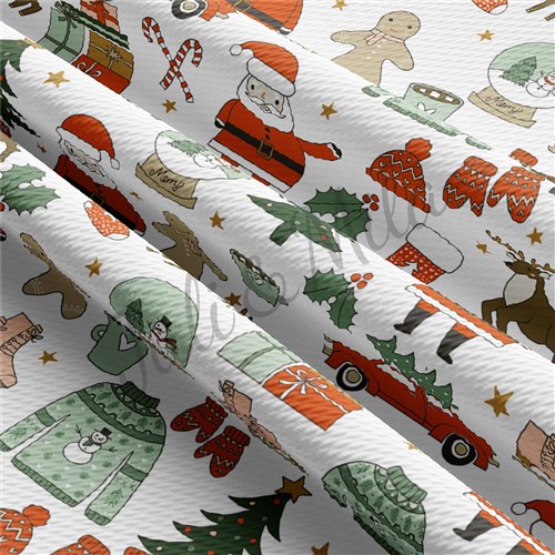 Christmas Printed Liverpool Bullet Textured Stretch Solid Strip Thick Knit Jersey Fabric