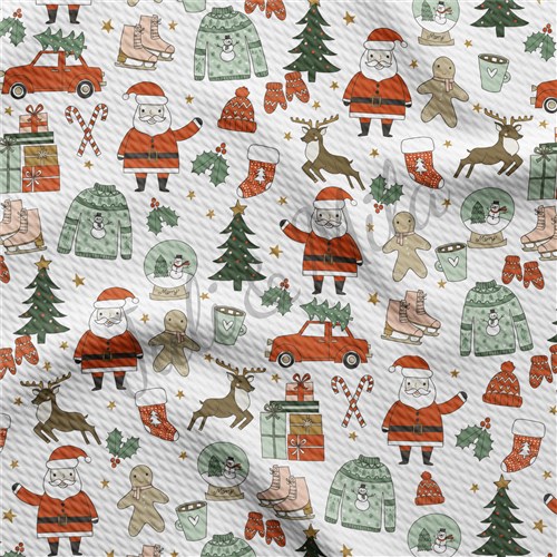 Christmas Printed Liverpool Bullet Textured Stretch Solid Strip Thick Knit Jersey Fabric