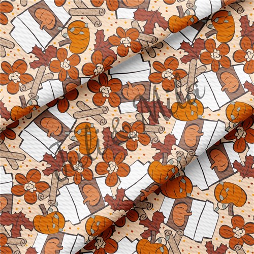 Pumpkin Latte Printed Liverpool 4 Way Fabric AB2 & Get a Free $89.99 Embroidery Bundle