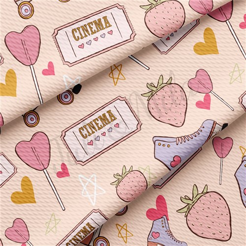 Valentine's Day Printed Liverpool Bullet Textured Stretch Solid Strip Thick Knit Jersey Fabric