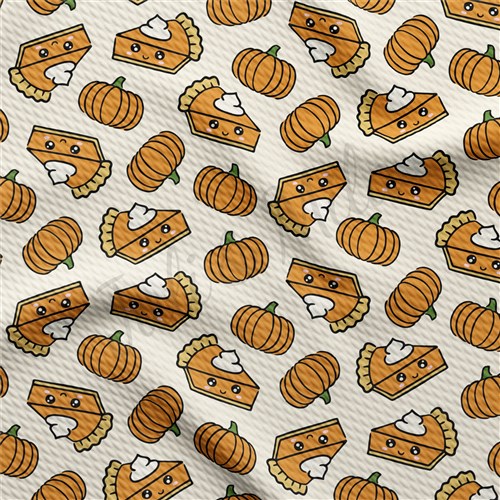 Pumpkin Fall Printed Liverpool Bullet Textured Stretch Solid Strip Thick Knit Jersey Fabric