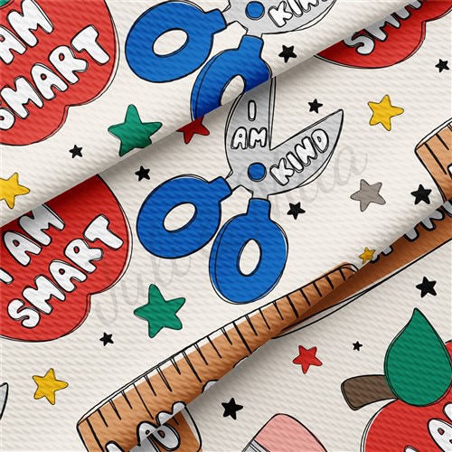Back To School Printed Liverpool Bullet Textured Stretch Solid Strip Thick Knit Jersey Fabric