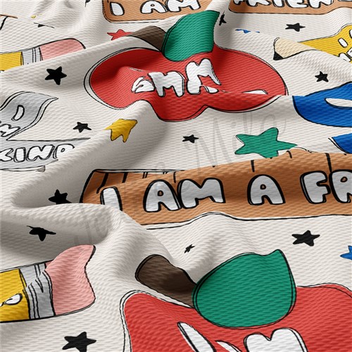 Back To School Printed Liverpool Bullet Textured Stretch Solid Strip Thick Knit Jersey Fabric