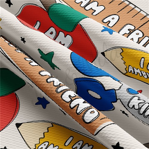 Back To School Printed Liverpool Bullet Textured Stretch Solid Strip Thick Knit Jersey Fabric