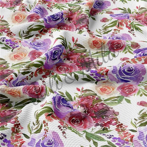 Printed Floral Liverpool Bow Watercolour flowers(F35) & Get a Free $89.99 Embroidery Bundle