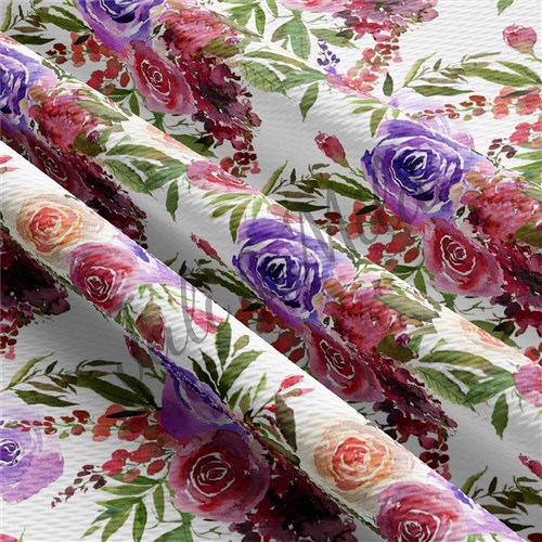 Printed Floral Liverpool Bow Watercolour flowers(F35) & Get a Free $89.99 Embroidery Bundle