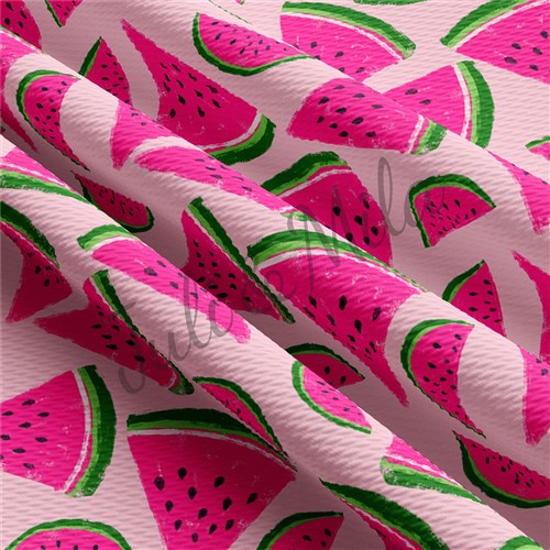 Watermelon Printed Liverpool 4 Way Fabric AA285 & Get a Free $89.99 Embroidery Bundle