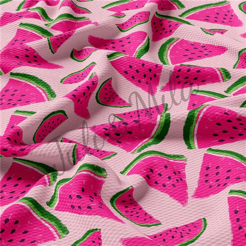 Watermelon Printed Liverpool 4 Way Fabric AA285 & Get a Free $89.99 Embroidery Bundle