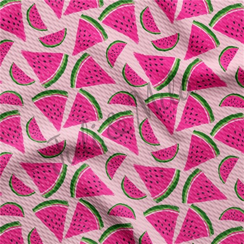 Watermelon Printed Liverpool 4 Way Fabric AA285 & Get a Free $89.99 Embroidery Bundle