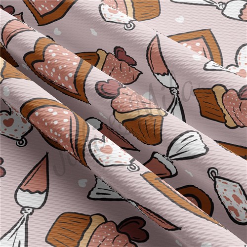 Valentine's Day pastries Liverpool Bullet Textured Stretch Solid Strip Thick Knit Jersey Fabric