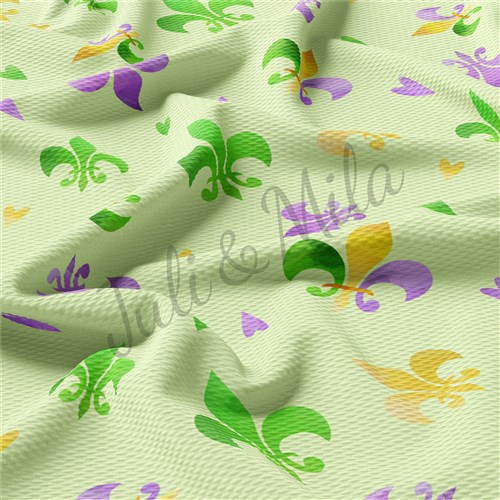 Mardi Gras Printed Liverpool Bullet Textured Stretch Solid Strip Thick Knit Jersey Fabric