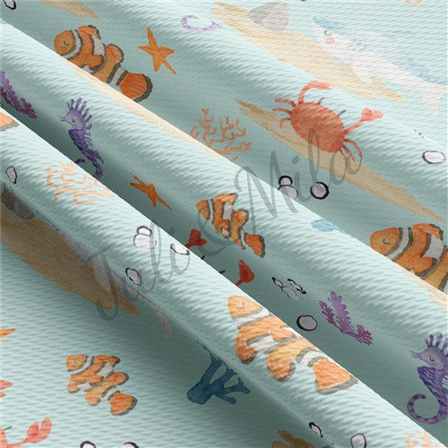 Printed Liverpool Fabric seainhabitants & Get a Free $89.99 Embroidery Bundle