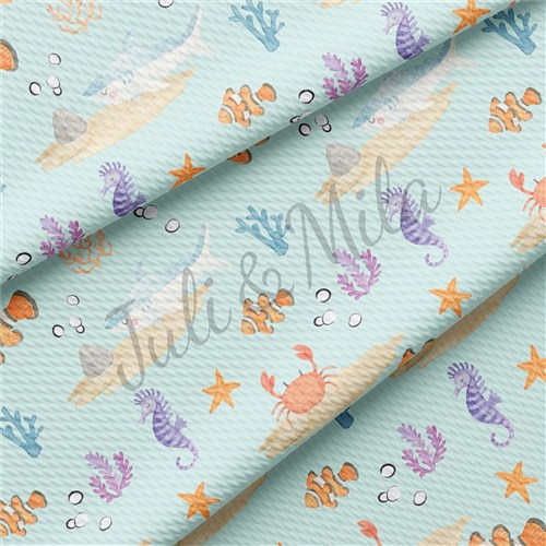 Printed Liverpool Fabric seainhabitants & Get a Free $89.99 Embroidery Bundle
