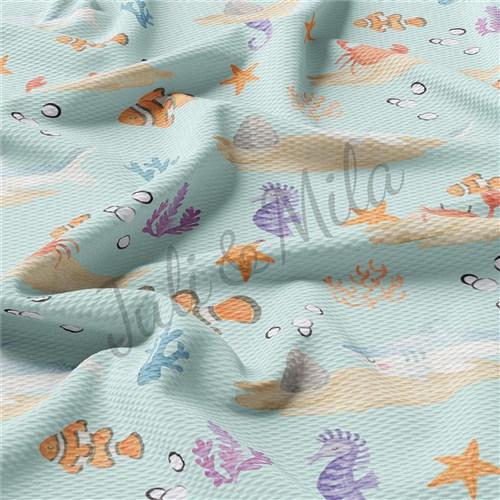 Printed Liverpool Fabric seainhabitants & Get a Free $89.99 Embroidery Bundle