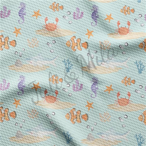 Printed Liverpool Fabric seainhabitants & Get a Free $89.99 Embroidery Bundle