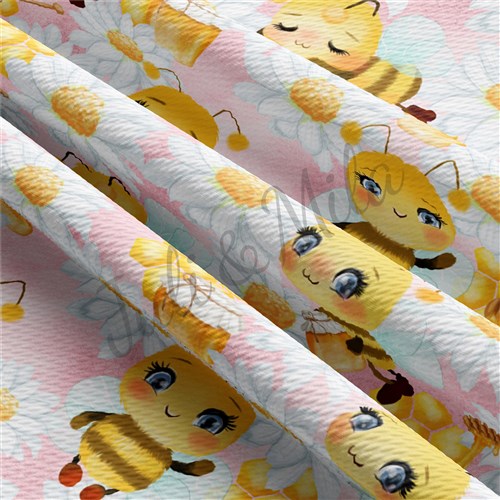 Bees Printed Liverpool Bullet Textured Stretch Solid Strip Thick Knit Jersey Fabric