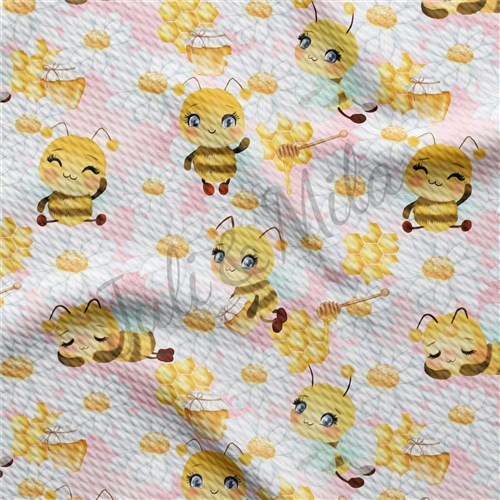 Bees Printed Liverpool Bullet Textured Stretch Solid Strip Thick Knit Jersey Fabric