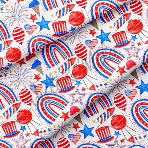 Patriotic 4th of July Printed Liverpool  Stretch (PT23) TBP102 & Get a Free $89.99 Embroidery Bundle