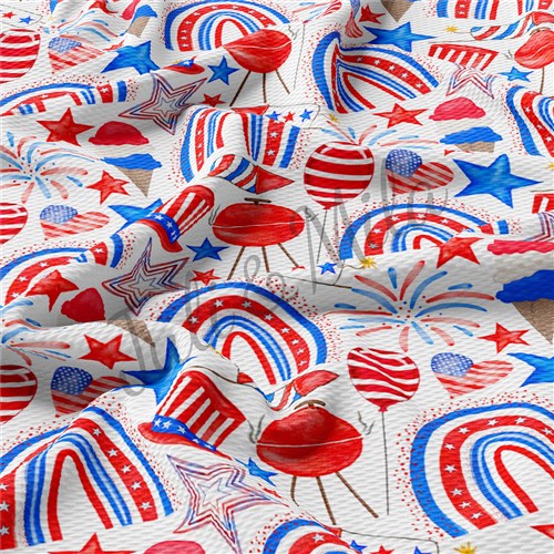 Patriotic 4th of July Printed Liverpool  Stretch (PT23) TBP102 & Get a Free $89.99 Embroidery Bundle