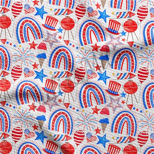 Patriotic 4th of July Printed Liverpool  Stretch (PT23) TBP102 & Get a Free $89.99 Embroidery Bundle