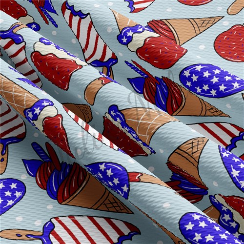 Patriotic 4th of July TBP102 Liverpool Bullet Textured Stretch Solid Strip Thick Knit Jersey Fabric