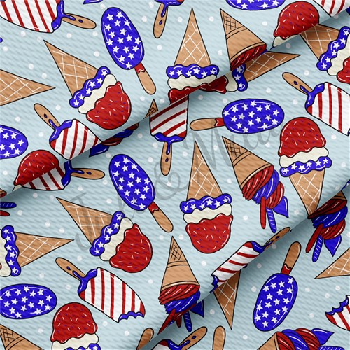 Patriotic 4th of July TBP102 Liverpool Bullet Textured Stretch Solid Strip Thick Knit Jersey Fabric