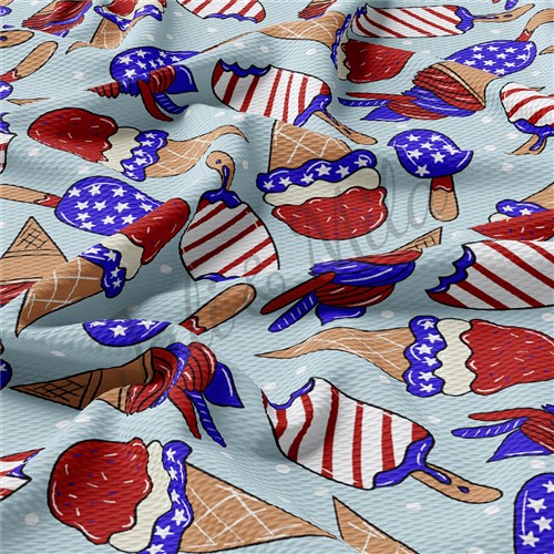 Patriotic 4th of July TBP102 Liverpool Bullet Textured Stretch Solid Strip Thick Knit Jersey Fabric