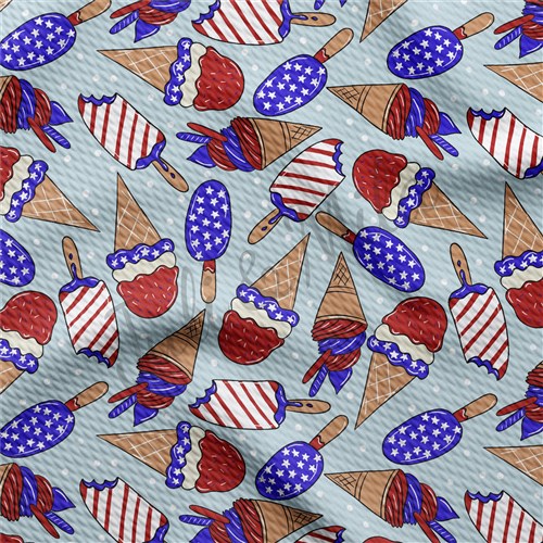 Patriotic 4th of July TBP102 Liverpool Bullet Textured Stretch Solid Strip Thick Knit Jersey Fabric