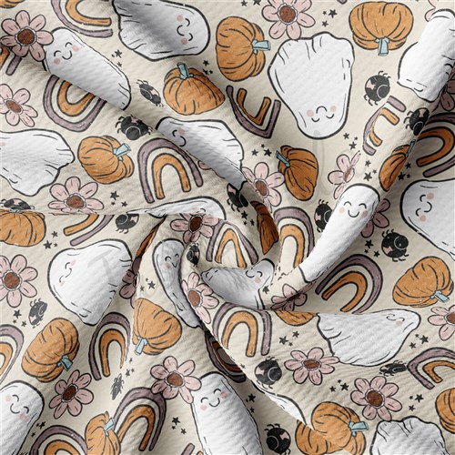 Halloween Fall Ghosts Printed Liverpool Fabric AA958 & Get a Free $89.99 Embroidery Bundle